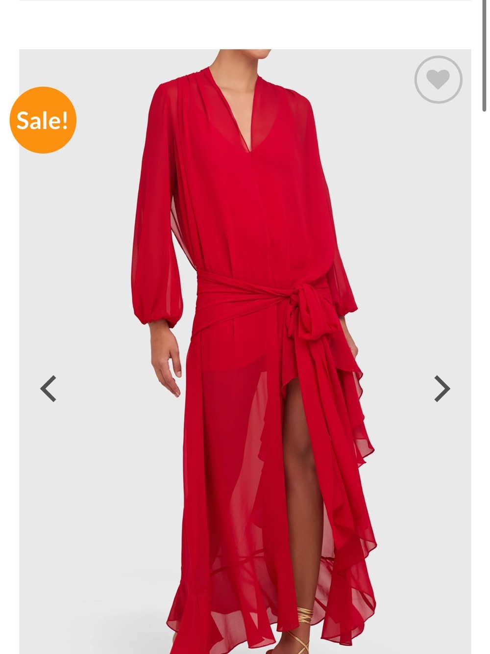 Amanda Uprichard Red High-Low V-Neck Tie-Waist Maxi Dress